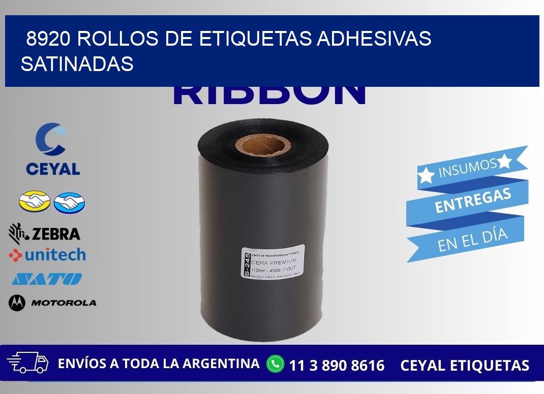 8920 rollos de etiquetas adhesivas satinadas