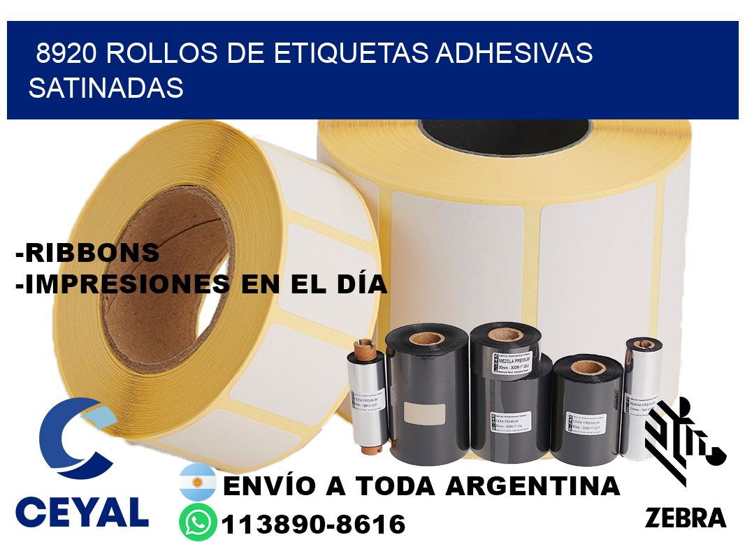 8920 rollos de etiquetas adhesivas satinadas