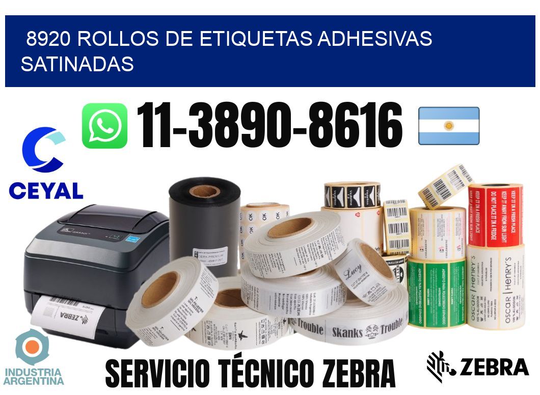 8920 rollos de etiquetas adhesivas satinadas