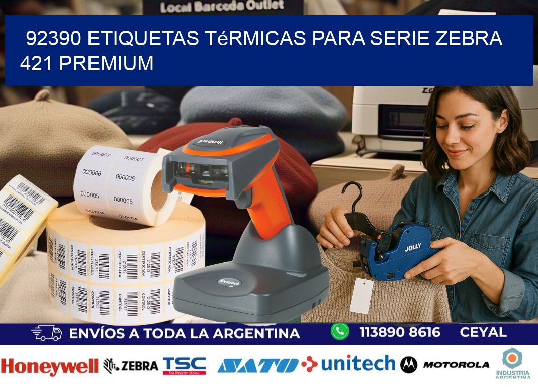 92390 etiquetas térmicas para serie zebra 421 premium