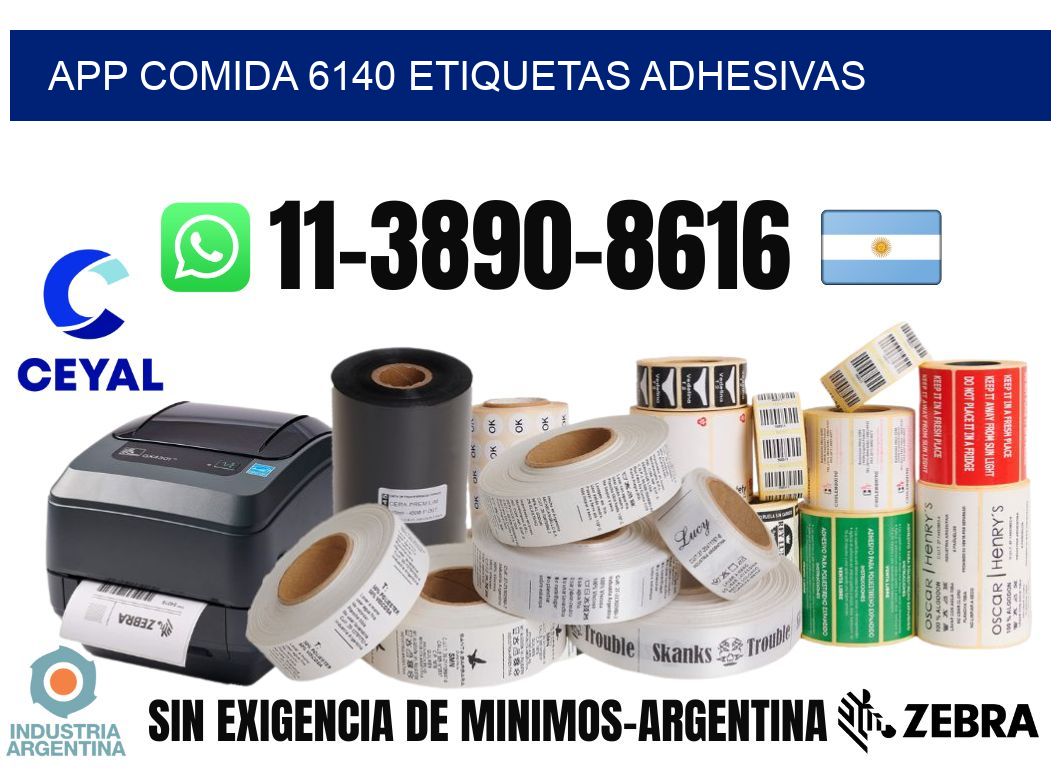 App comida 6140 etiquetas adhesivas