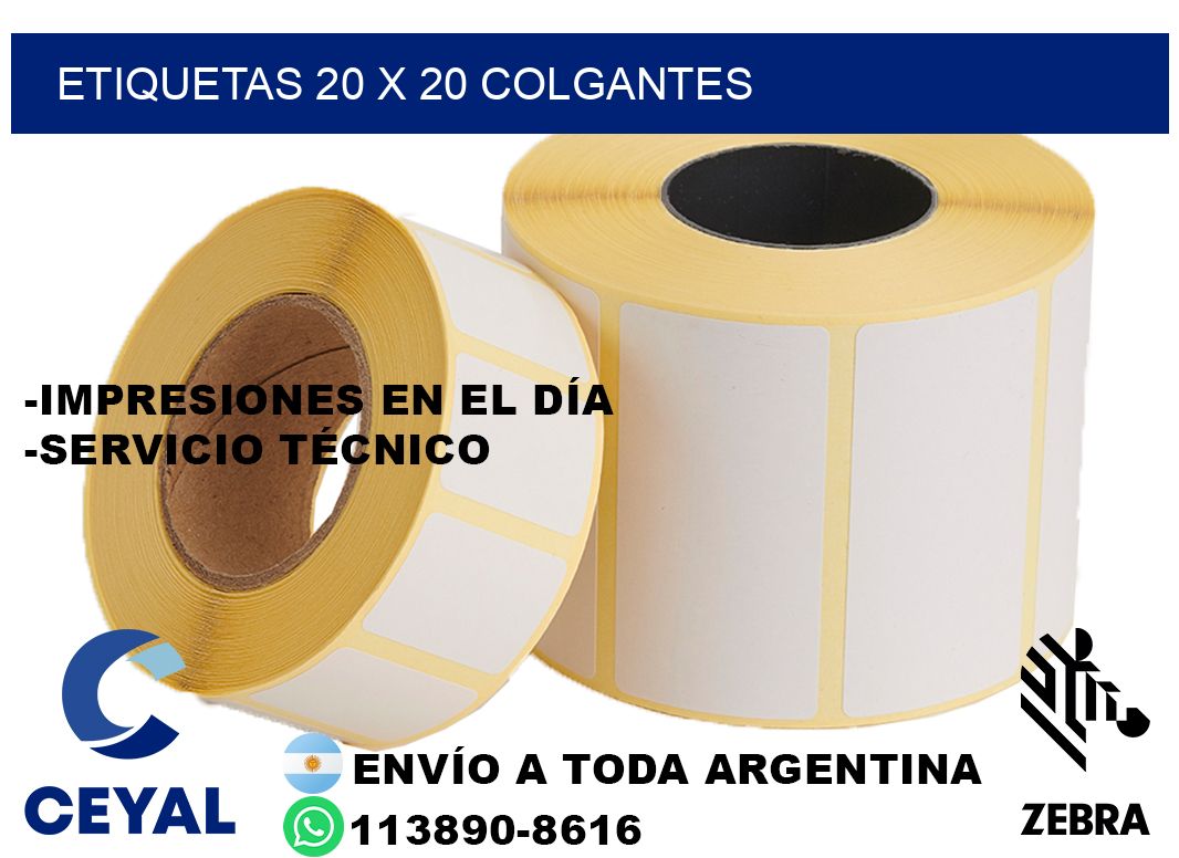 etiquetas 20 x 20 colgantes