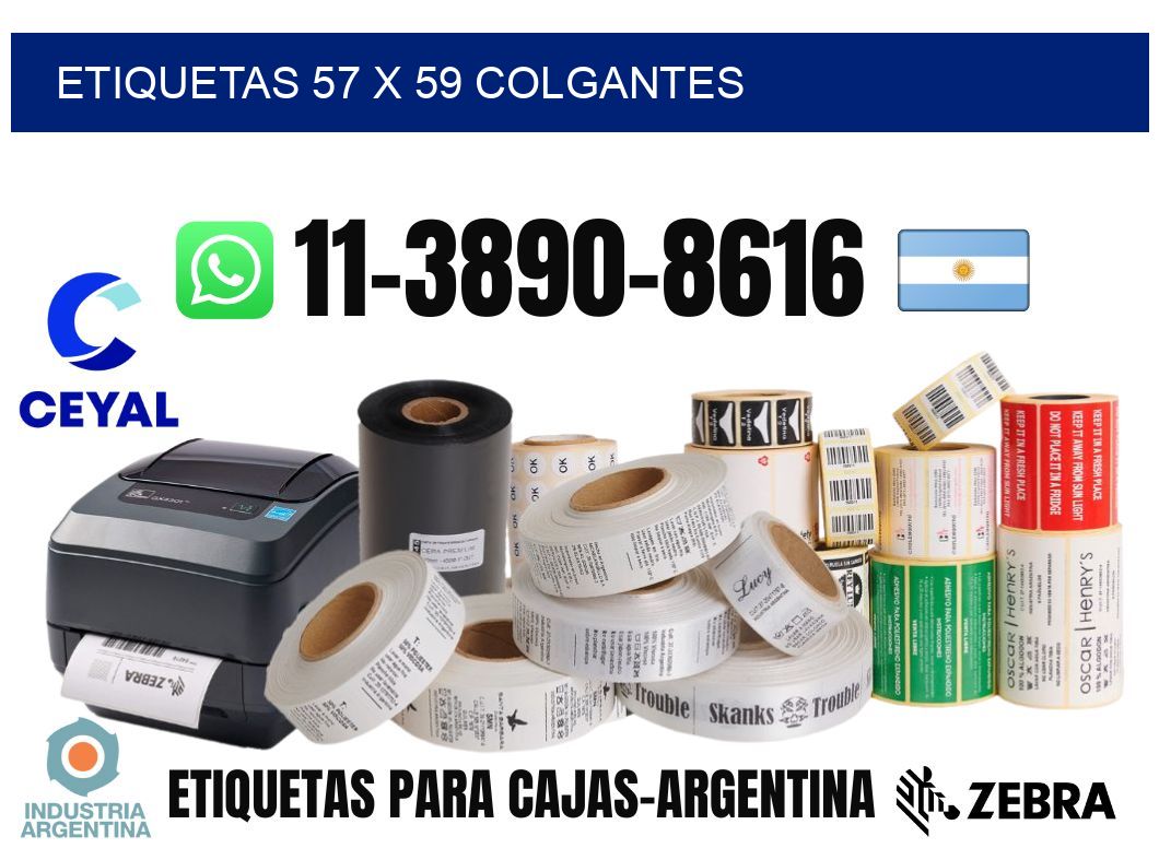 etiquetas 57 x 59 colgantes