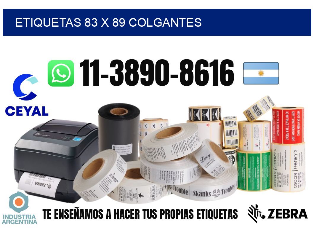 etiquetas 83 x 89 colgantes