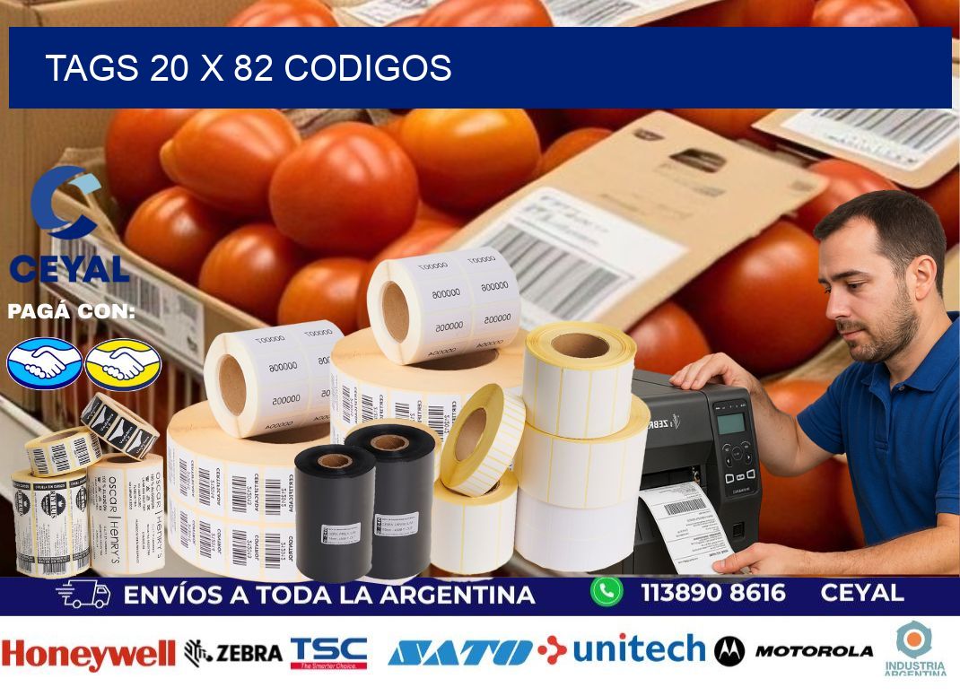 tags 20 x 82 codigos