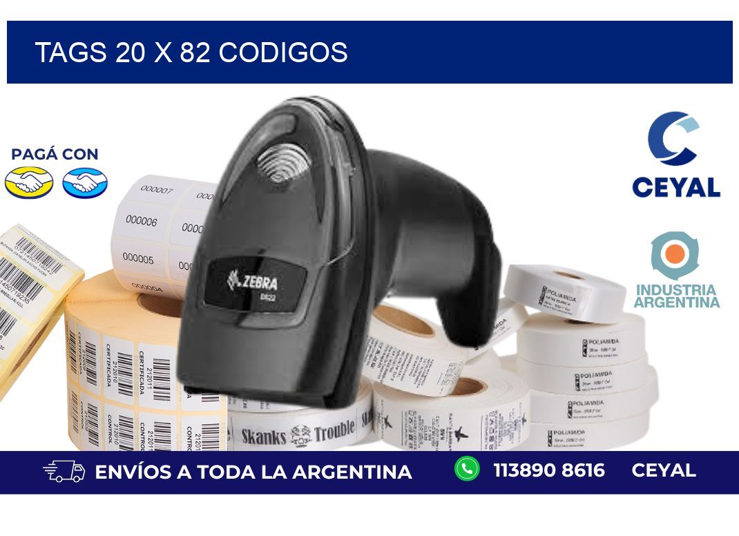 tags 20 x 82 codigos