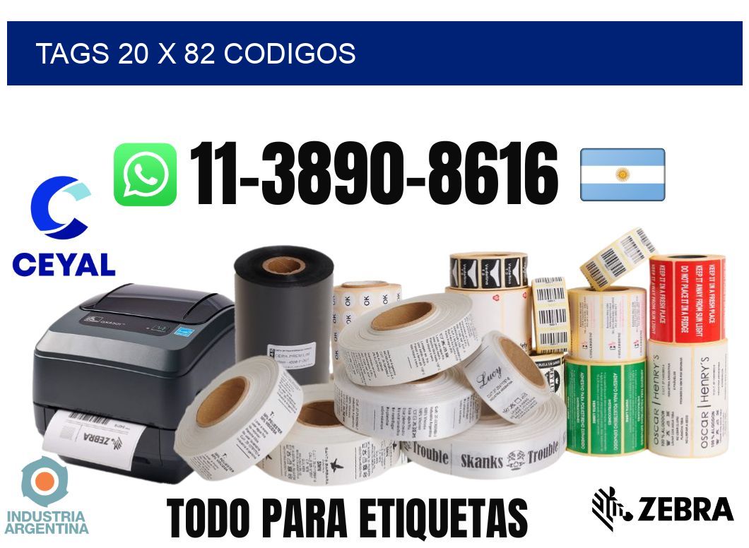 tags 20 x 82 codigos
