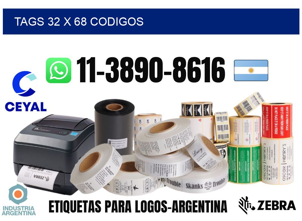 tags 32 x 68 codigos