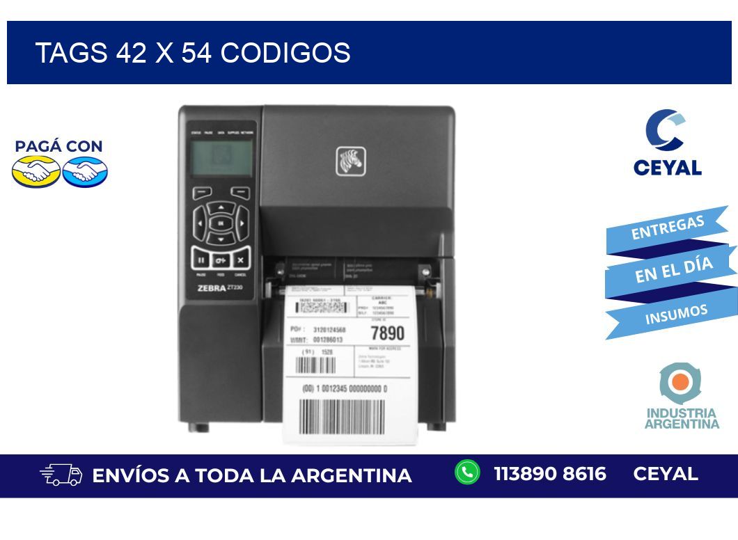 tags 42 x 54 codigos