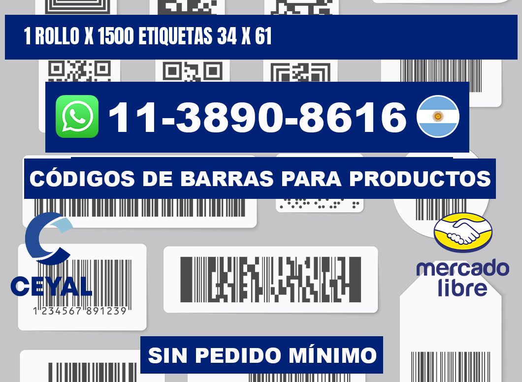 1 rollo x 1500 etiquetas 34 x 61