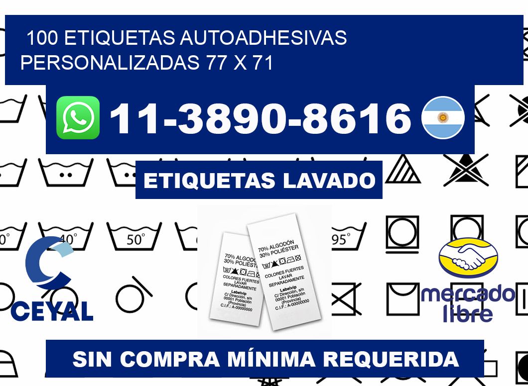 100 Etiquetas autoadhesivas personalizadas 77 x 71