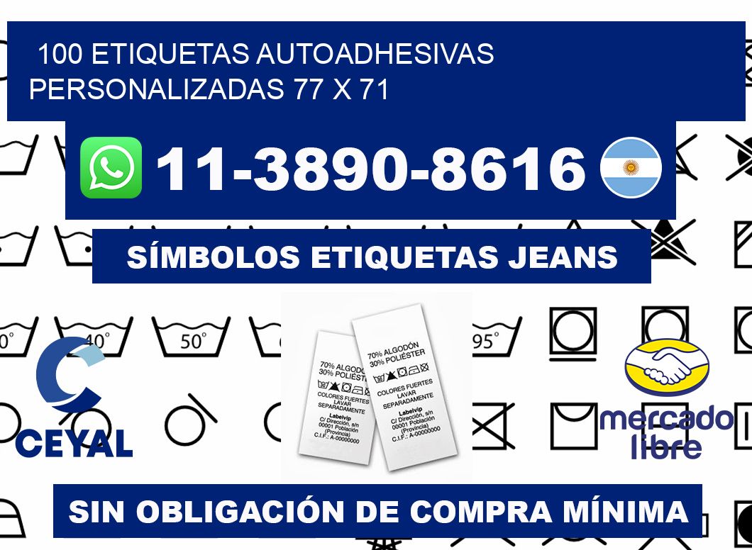 100 Etiquetas autoadhesivas personalizadas 77 x 71