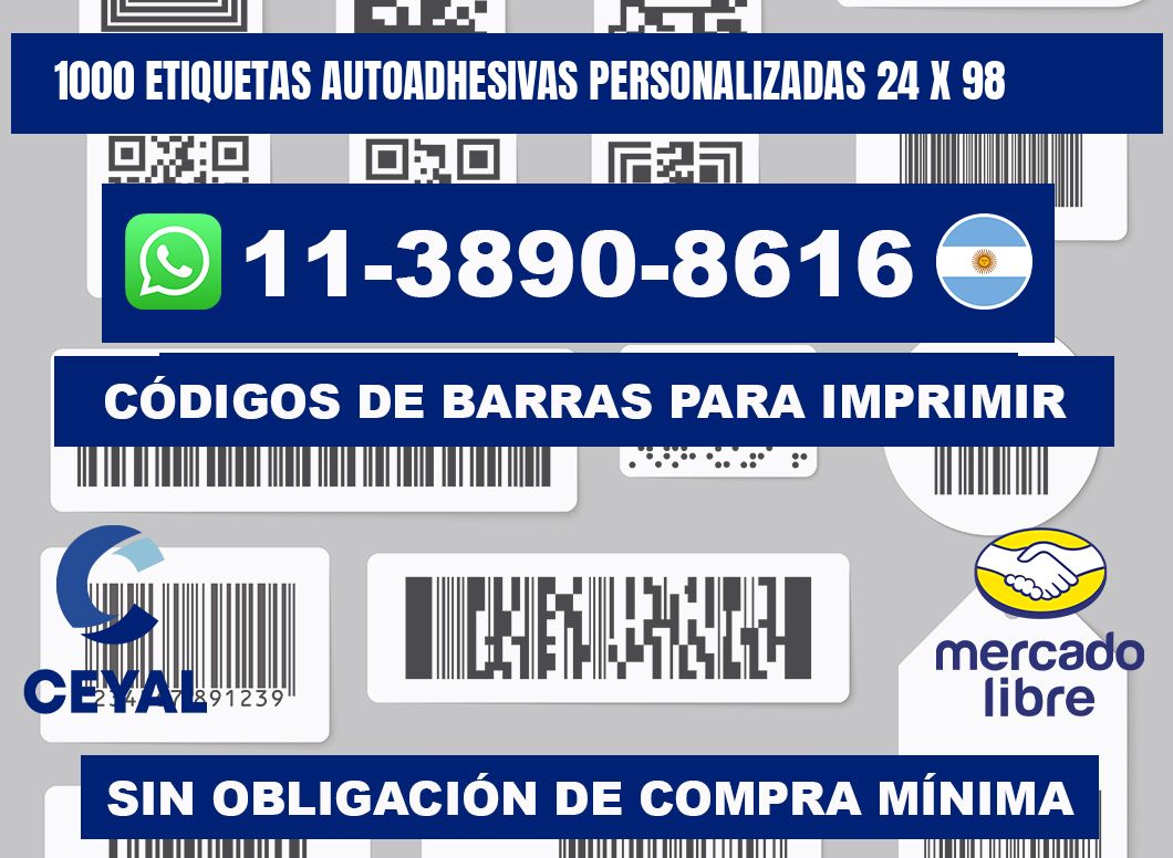 1000 Etiquetas autoadhesivas personalizadas 24 x 98