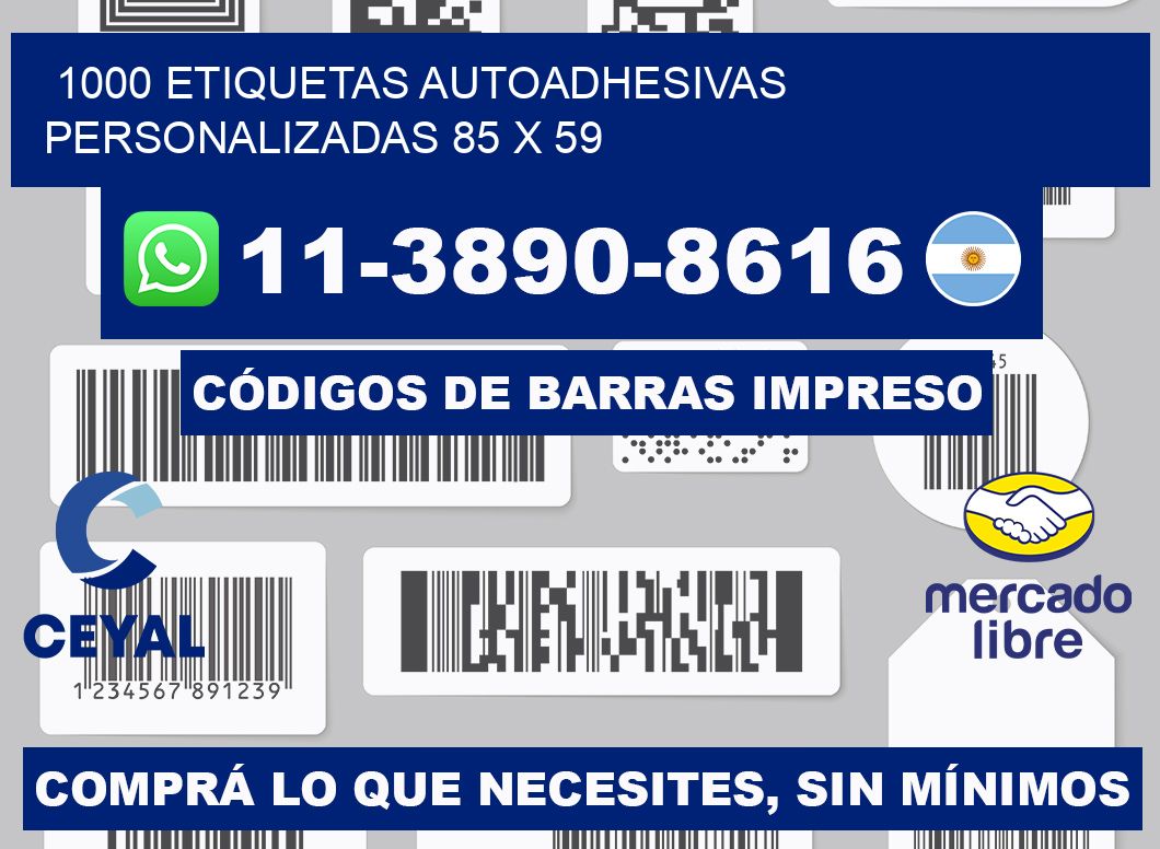 1000 Etiquetas autoadhesivas personalizadas 85 x 59