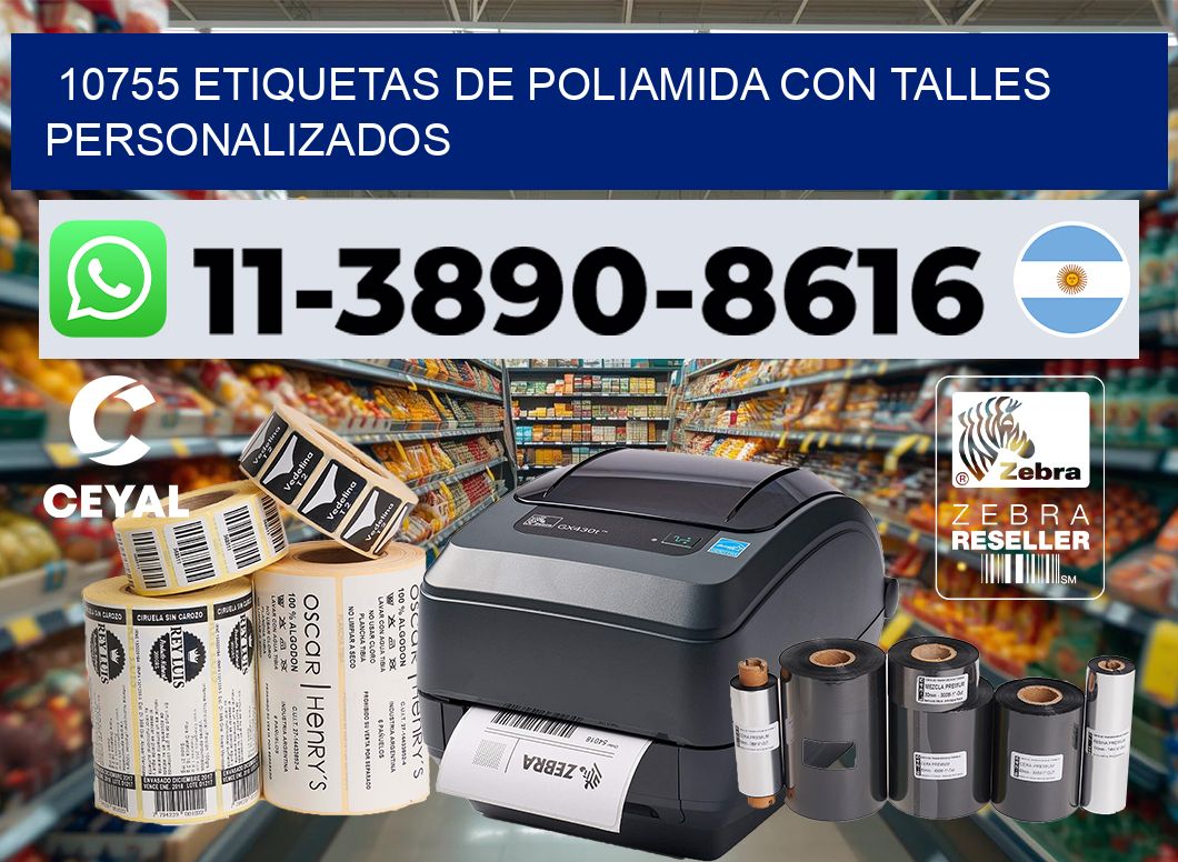 10755 Etiquetas de poliamida con talles personalizados