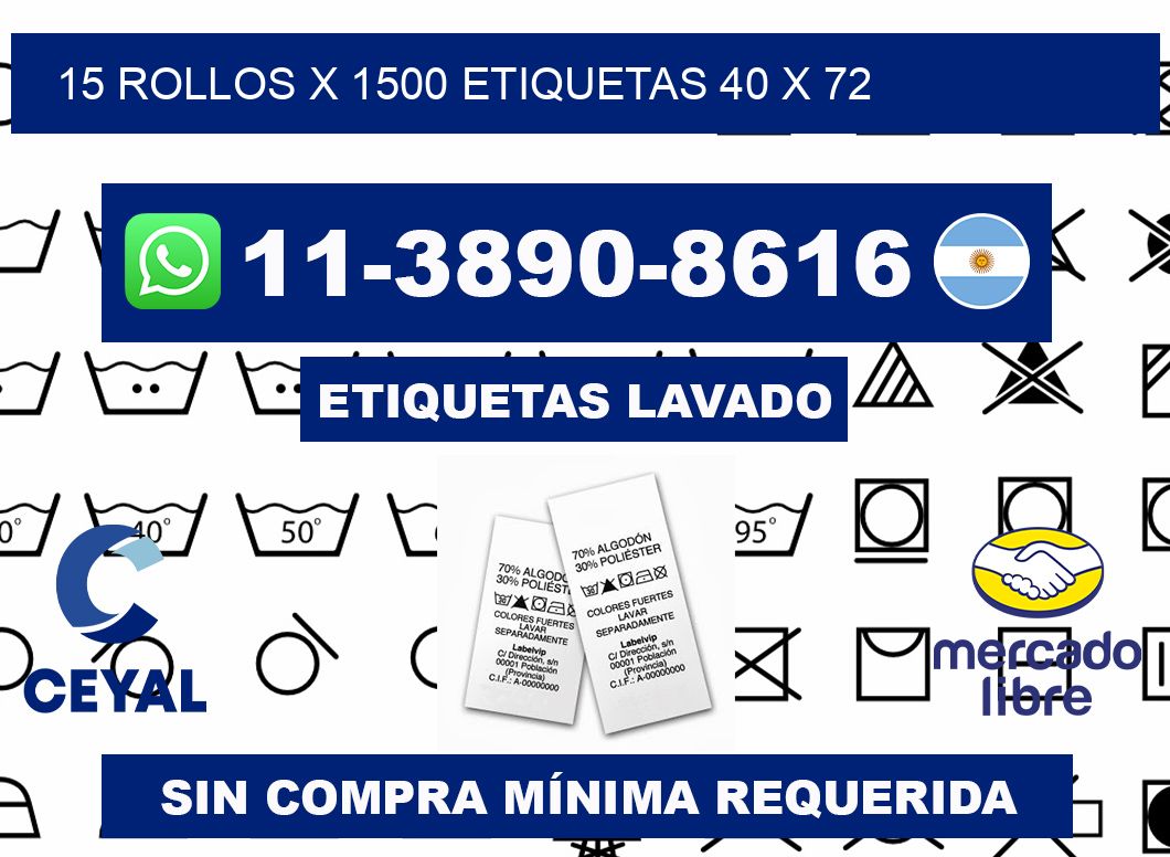 15 rollos x 1500 etiquetas 40 x 72