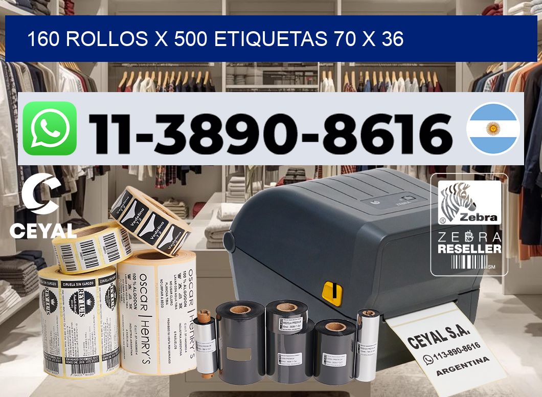 160 rollos x 500 etiquetas 70 x 36