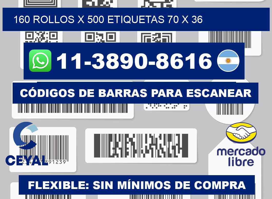 160 rollos x 500 etiquetas 70 x 36