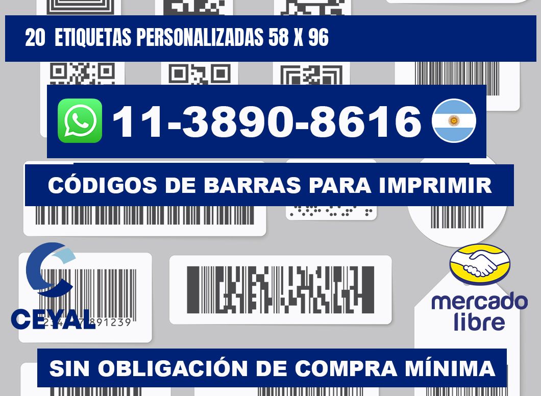20  ETIQUETAS PERSONALIZADAS 58 x 96