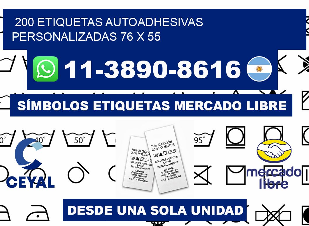 200 Etiquetas autoadhesivas personalizadas 76 x 55