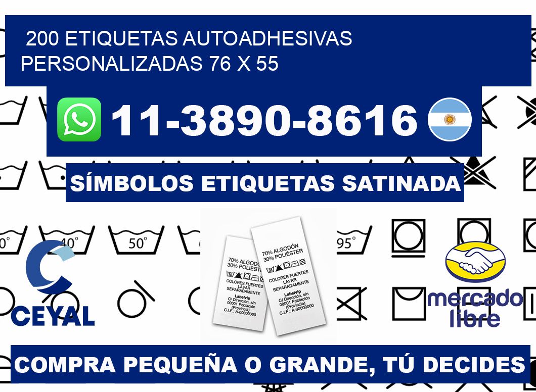 200 Etiquetas autoadhesivas personalizadas 76 x 55