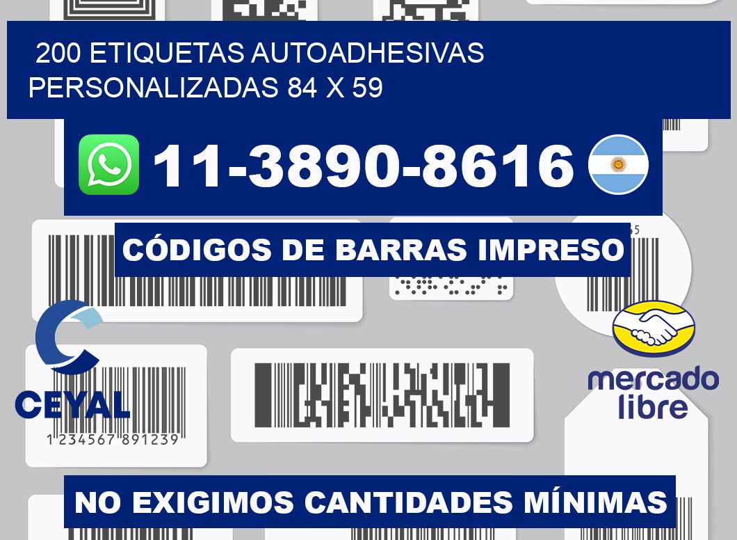 200 Etiquetas autoadhesivas personalizadas 84 x 59