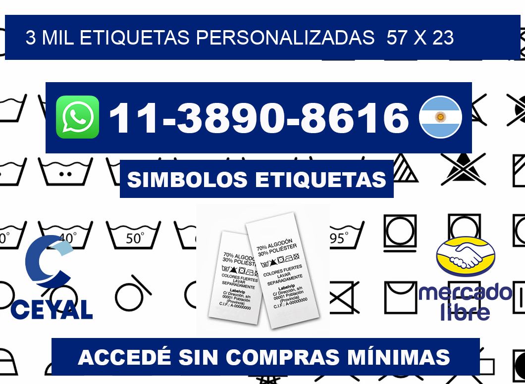 3 mil etiquetas personalizadas  57 x 23