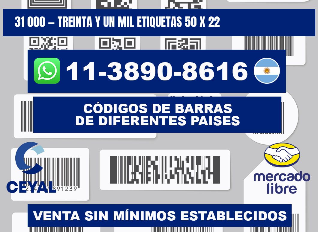 31 000 — treinta y un mil etiquetas 50 x 22