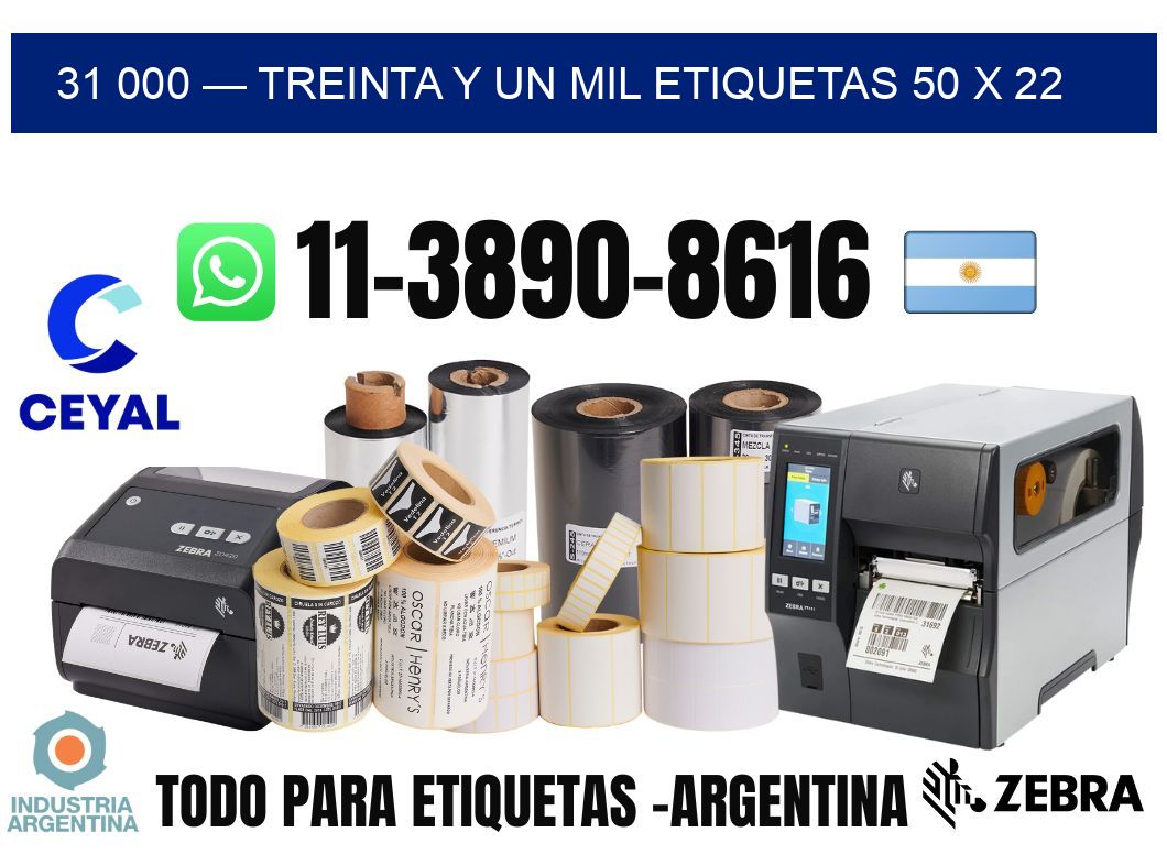 31 000 — treinta y un mil etiquetas 50 x 22