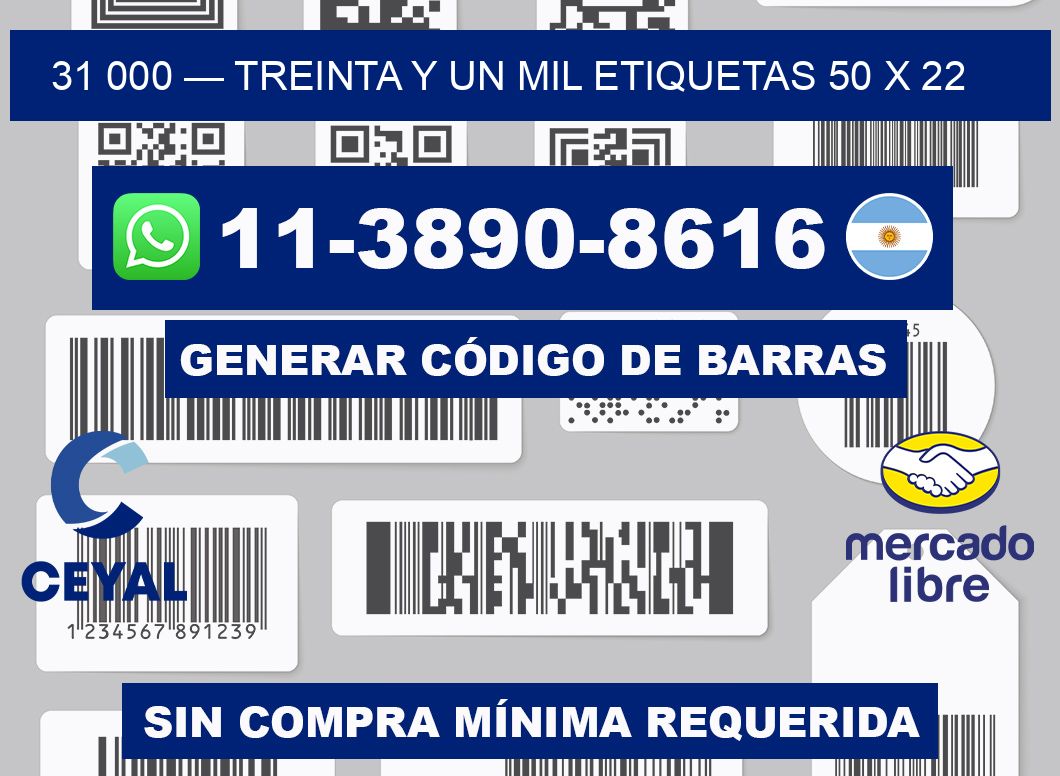 31 000 — treinta y un mil etiquetas 50 x 22