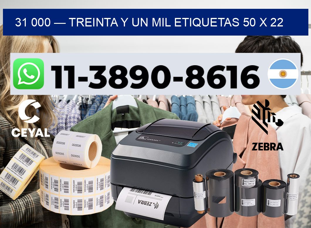 31 000 — treinta y un mil etiquetas 50 x 22