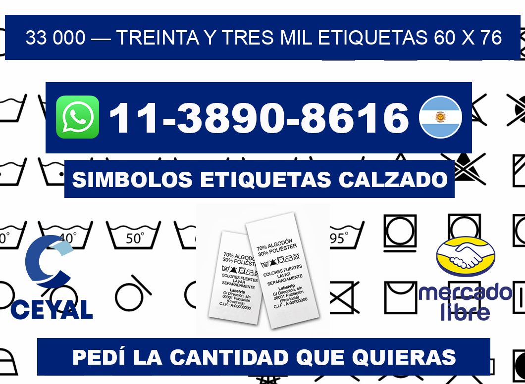 33 000 — treinta y tres mil etiquetas 60 x 76