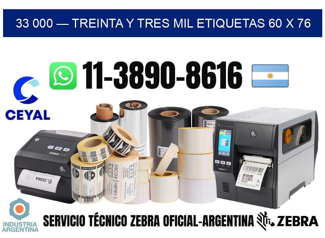 33 000 — treinta y tres mil etiquetas 60 x 76