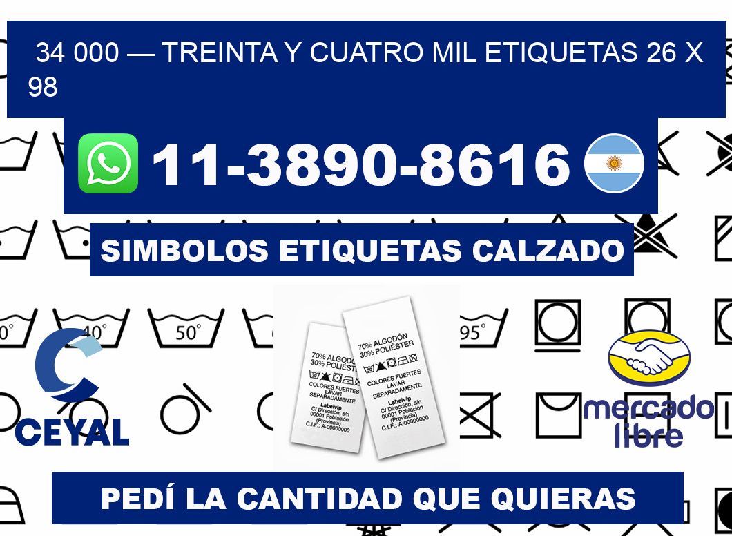 34 000 — treinta y cuatro mil etiquetas 26 x 98