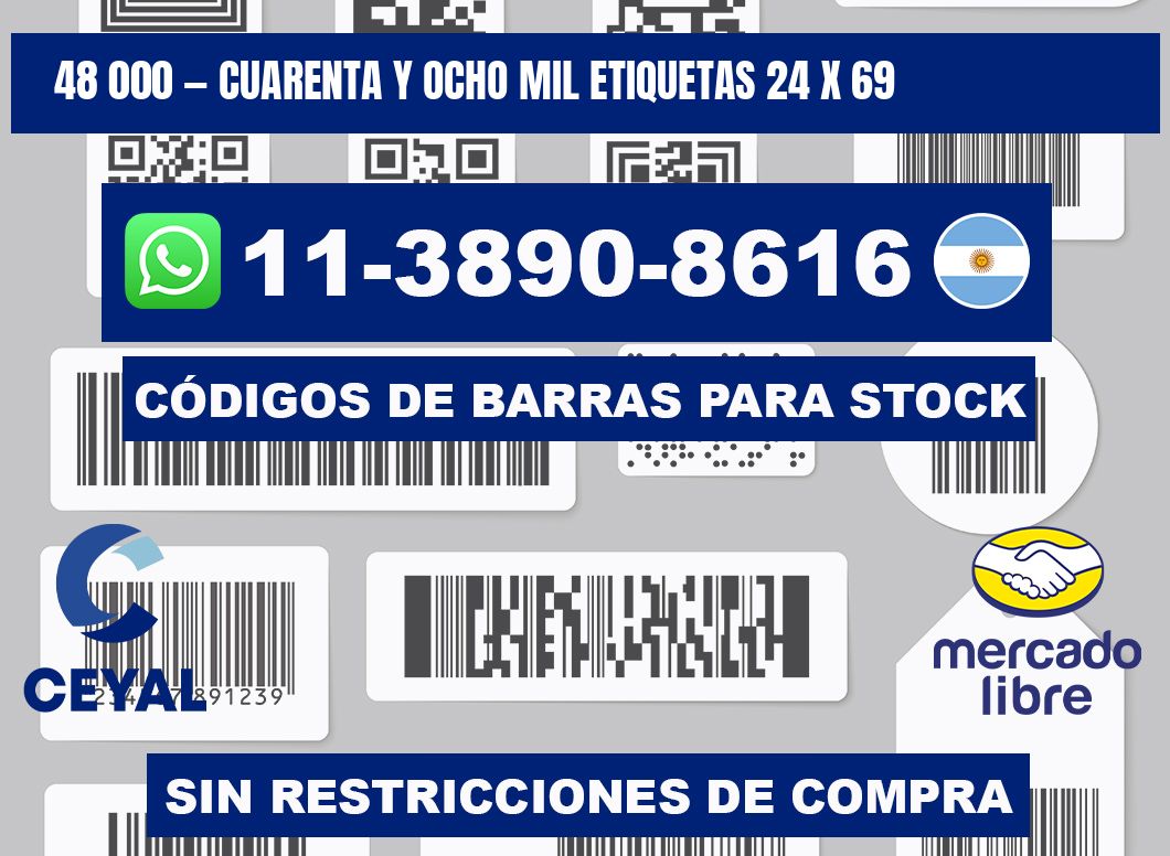 48 000 — cuarenta y ocho mil etiquetas 24 x 69