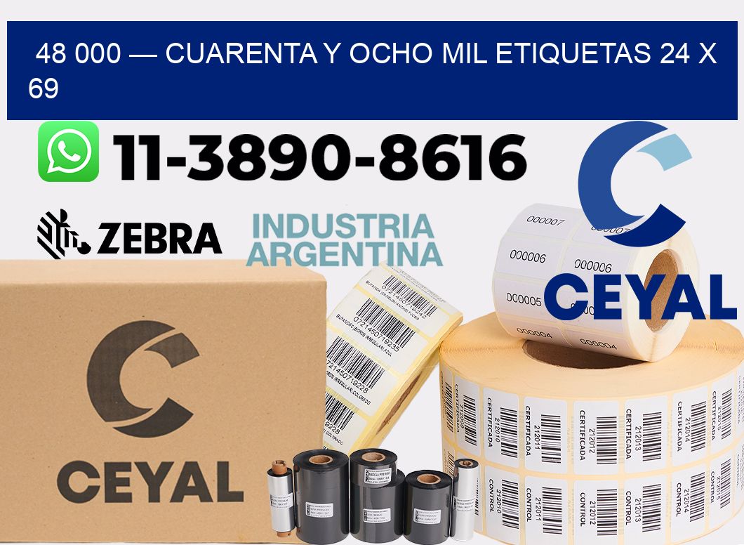 48 000 — cuarenta y ocho mil etiquetas 24 x 69
