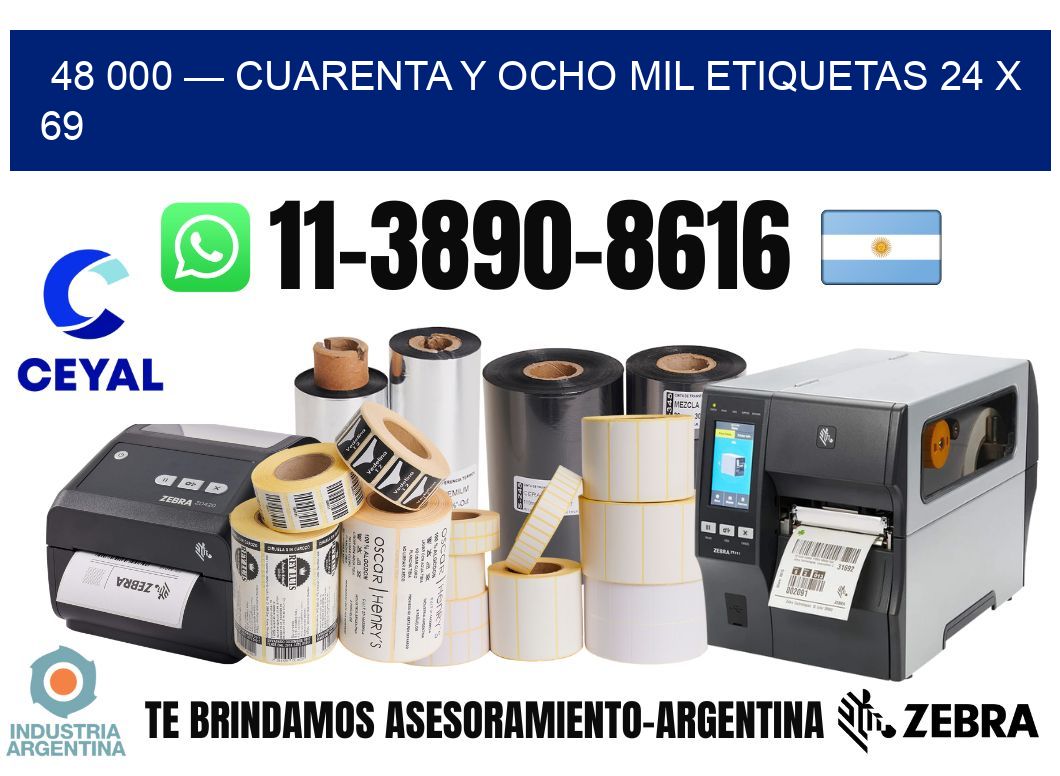 48 000 — cuarenta y ocho mil etiquetas 24 x 69