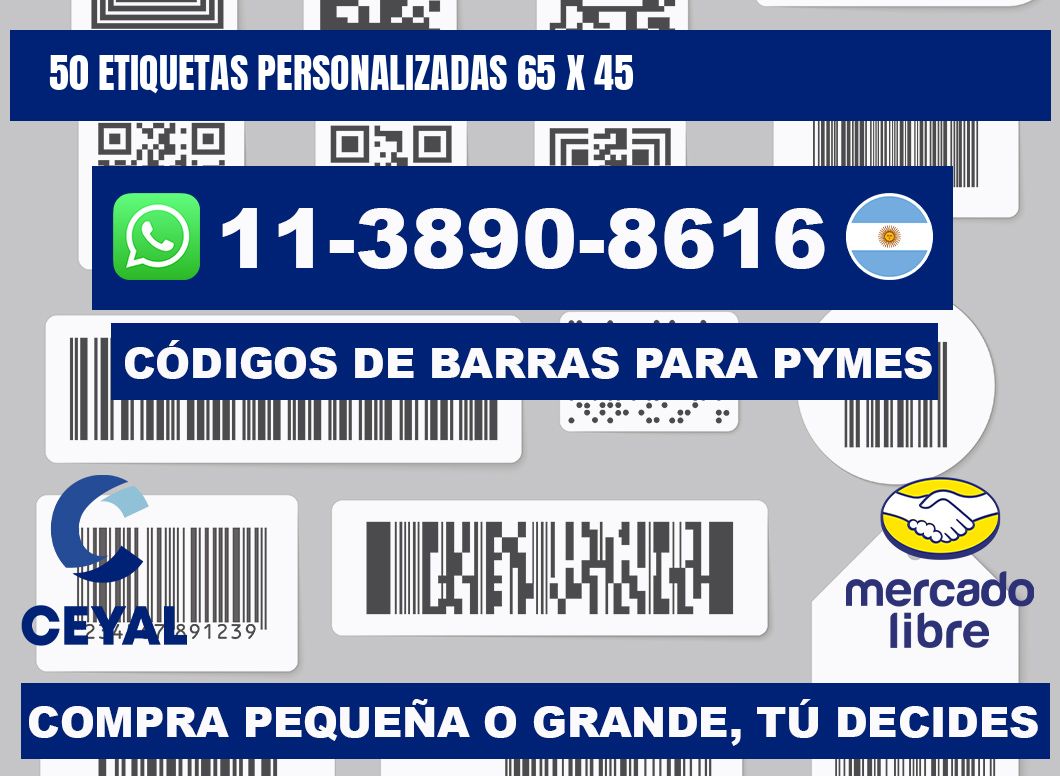 50 ETIQUETAS PERSONALIZADAS 65 x 45