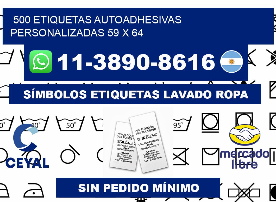 500 Etiquetas autoadhesivas personalizadas 59 x 64