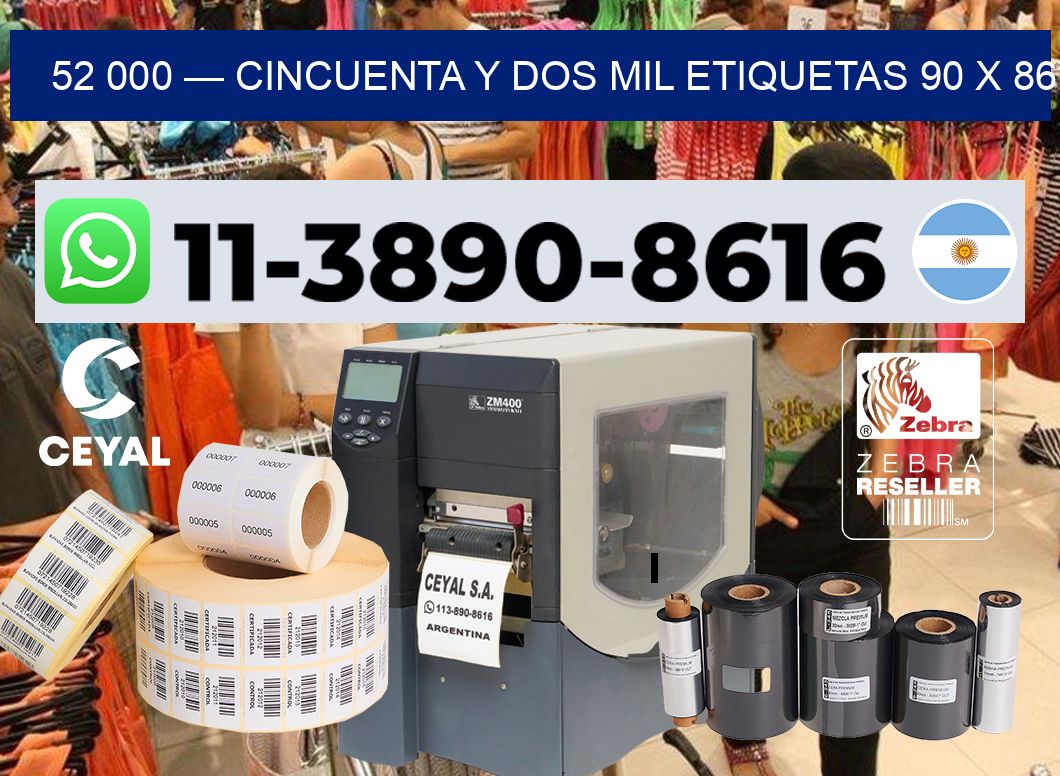 52 000 — cincuenta y dos mil etiquetas 90 x 86
