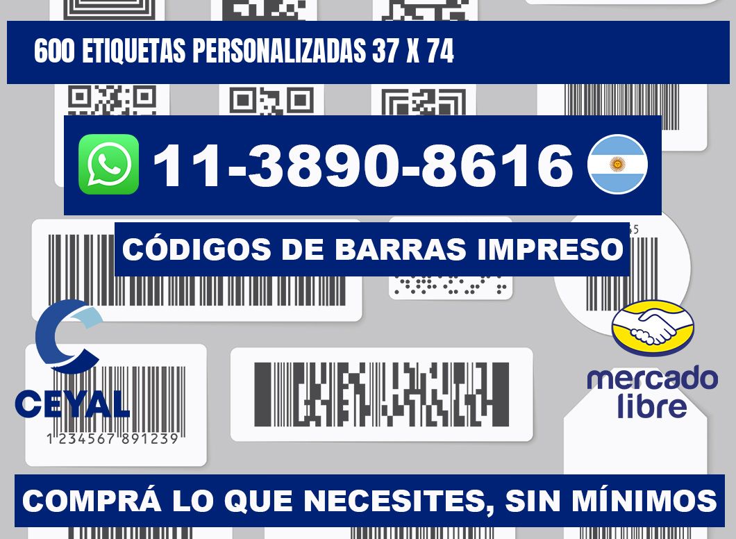 600 ETIQUETAS PERSONALIZADAS 37 x 74