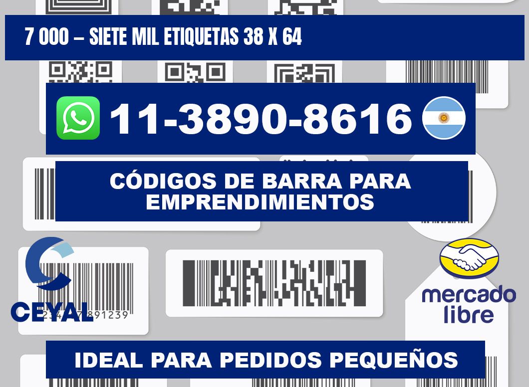 7 000 — siete mil etiquetas 38 x 64