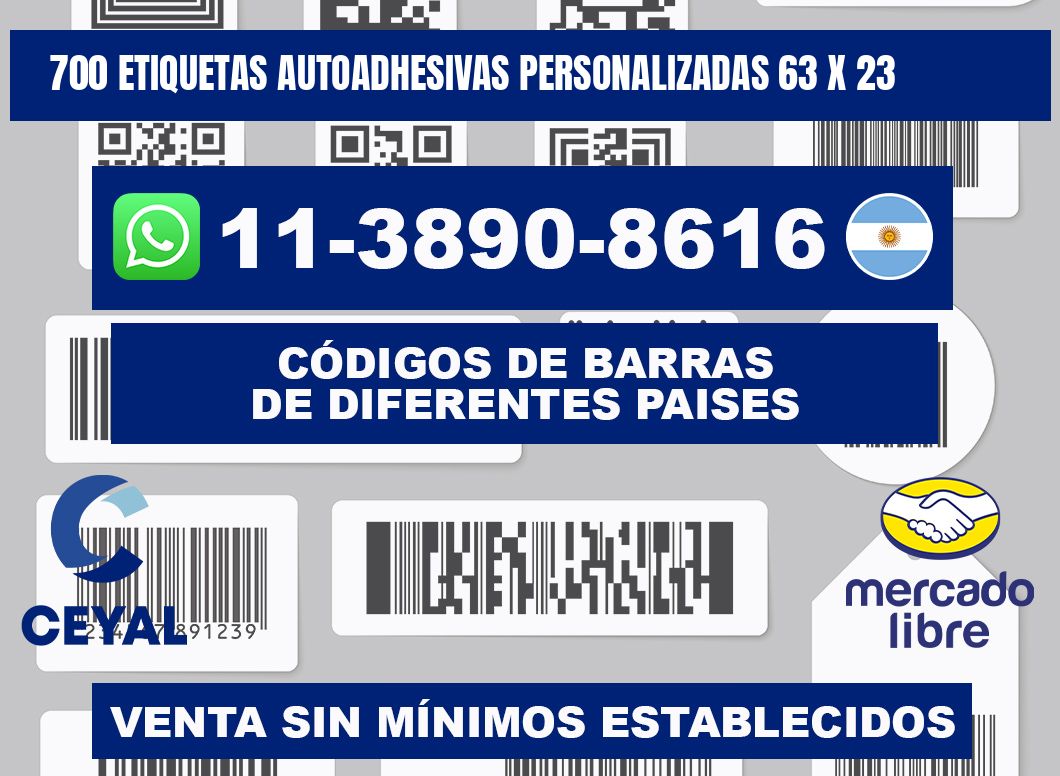 700 Etiquetas autoadhesivas personalizadas 63 x 23