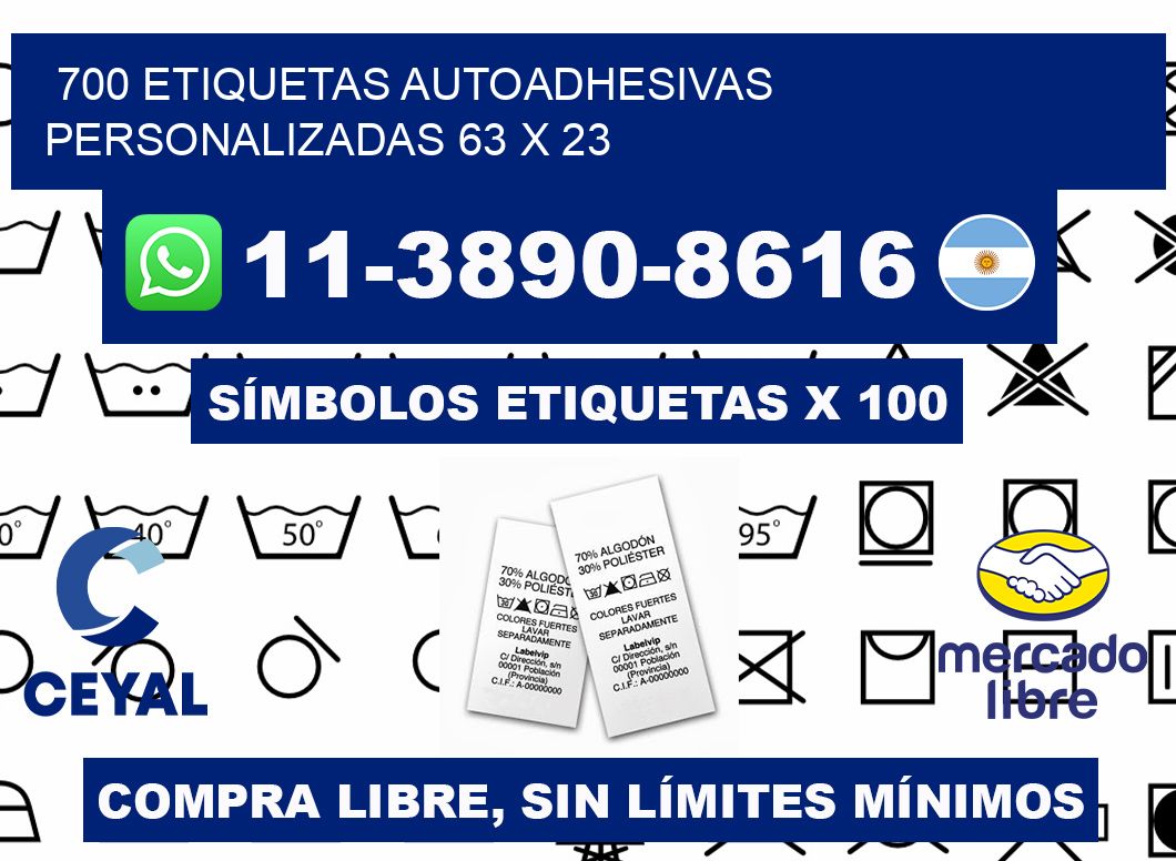 700 Etiquetas autoadhesivas personalizadas 63 x 23