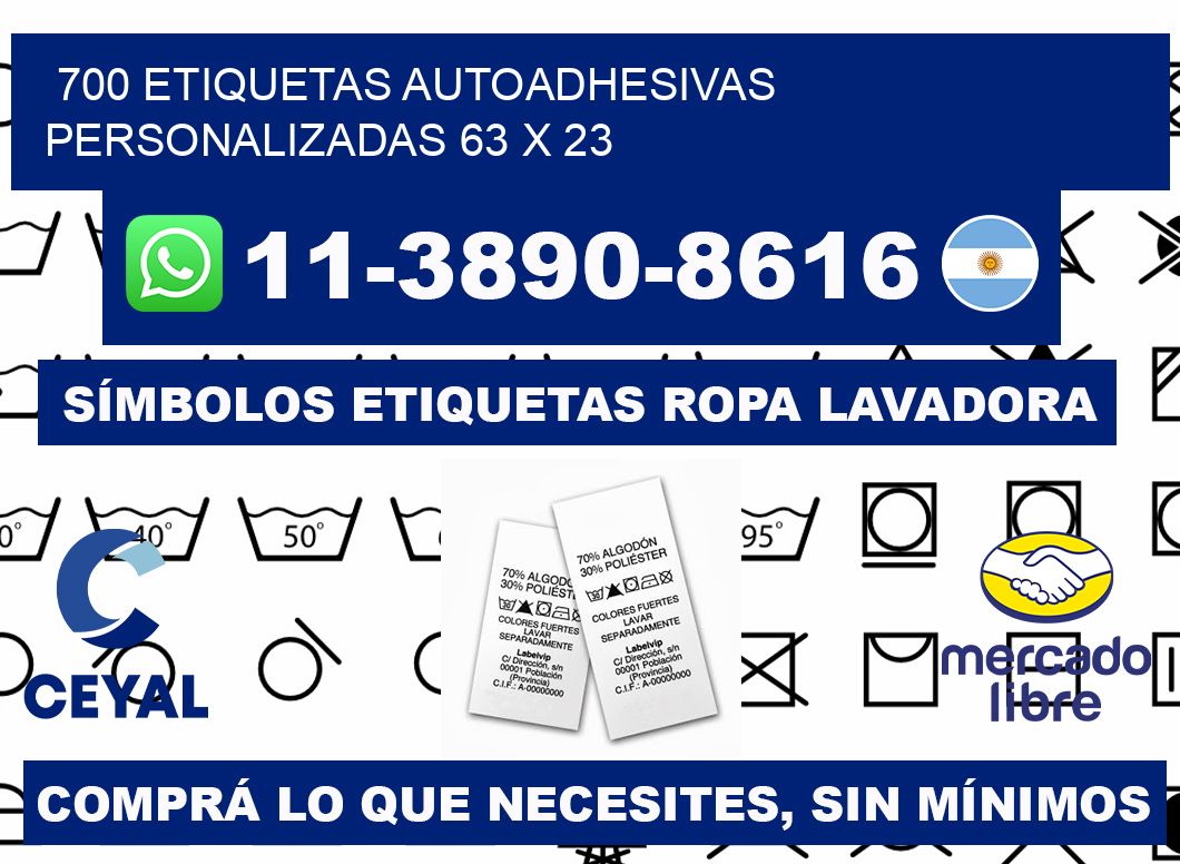 700 Etiquetas autoadhesivas personalizadas 63 x 23