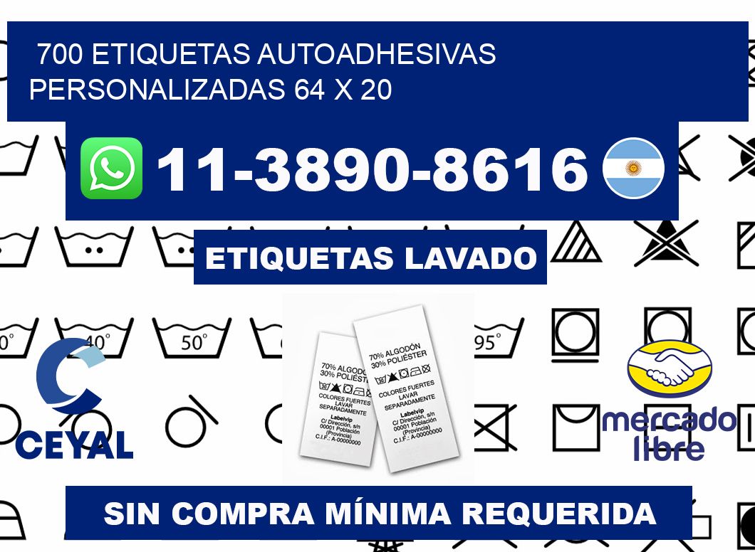 700 Etiquetas autoadhesivas personalizadas 64 x 20