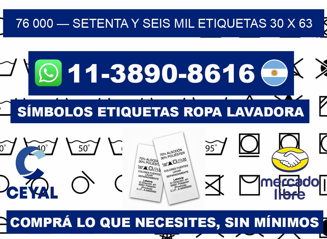 76 000 — setenta y seis mil etiquetas 30 x 63