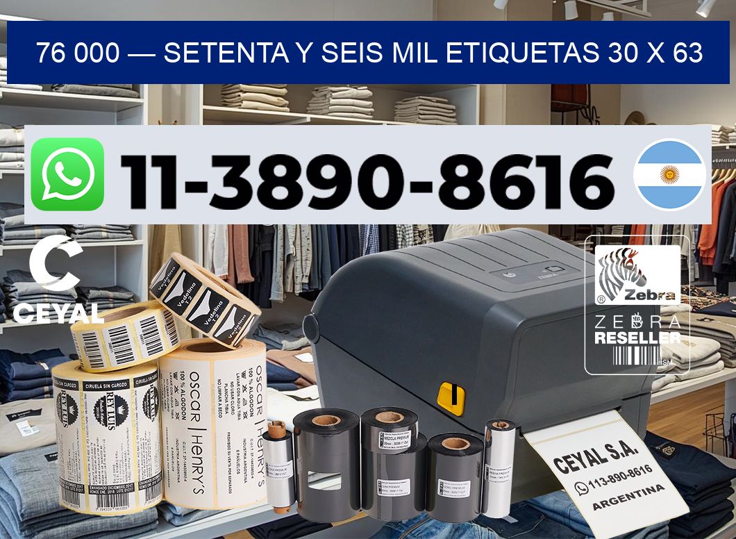 76 000 — setenta y seis mil etiquetas 30 x 63