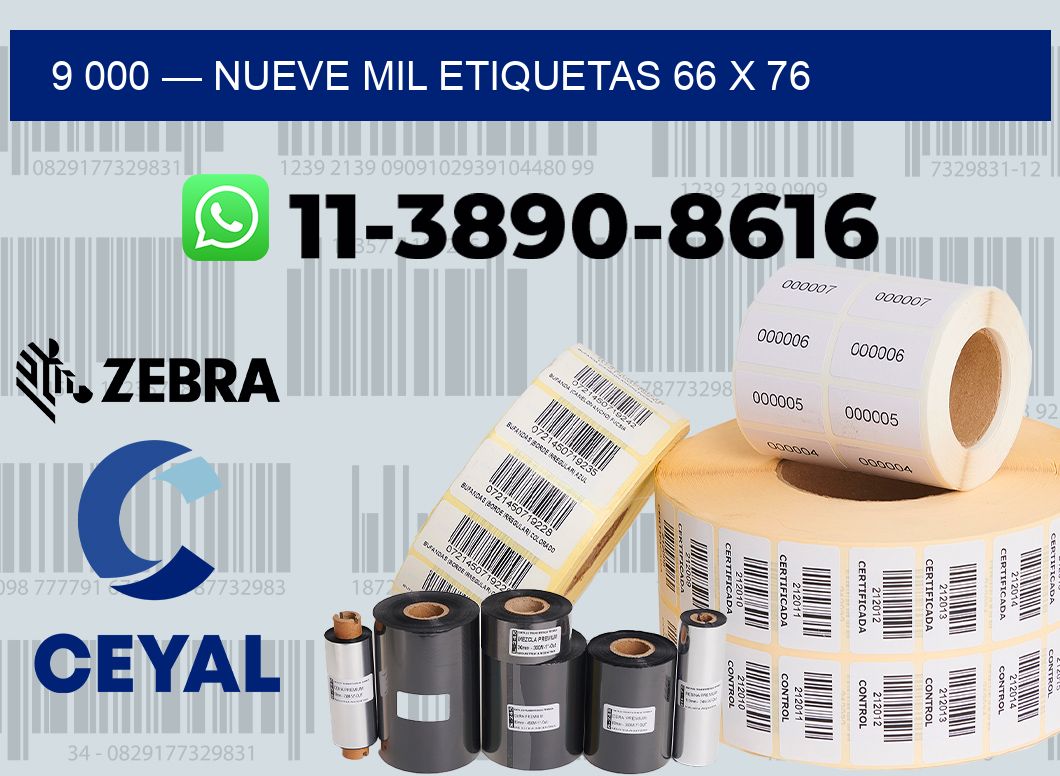 9 000 — nueve mil etiquetas 66 x 76