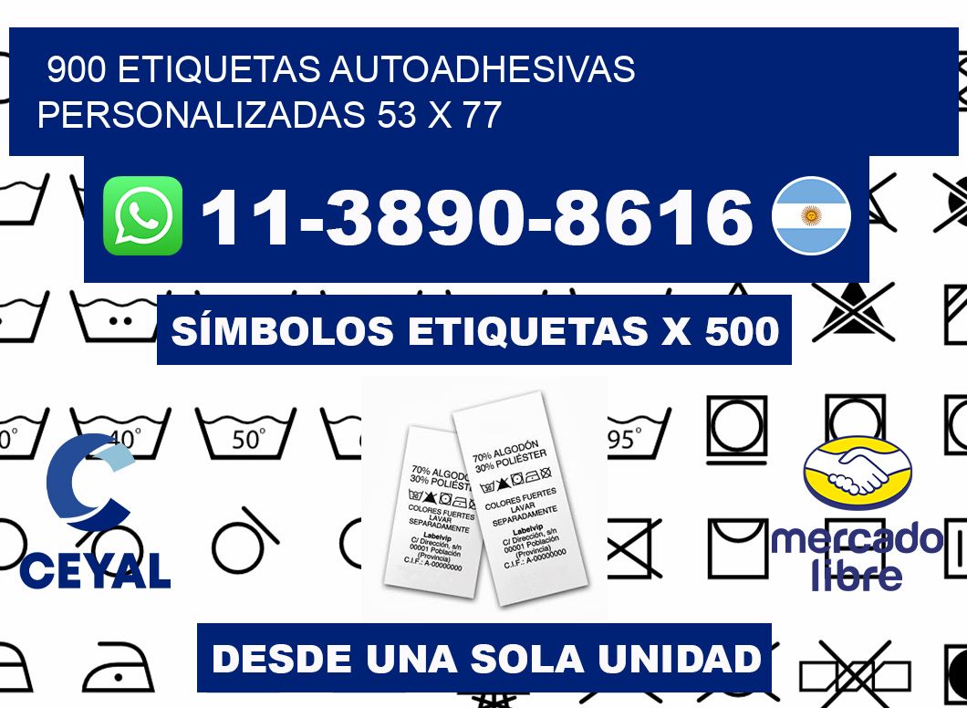 900 Etiquetas autoadhesivas personalizadas 53 x 77